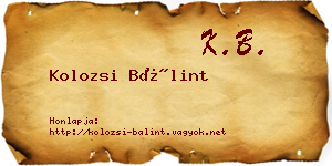 Kolozsi Bálint névjegykártya